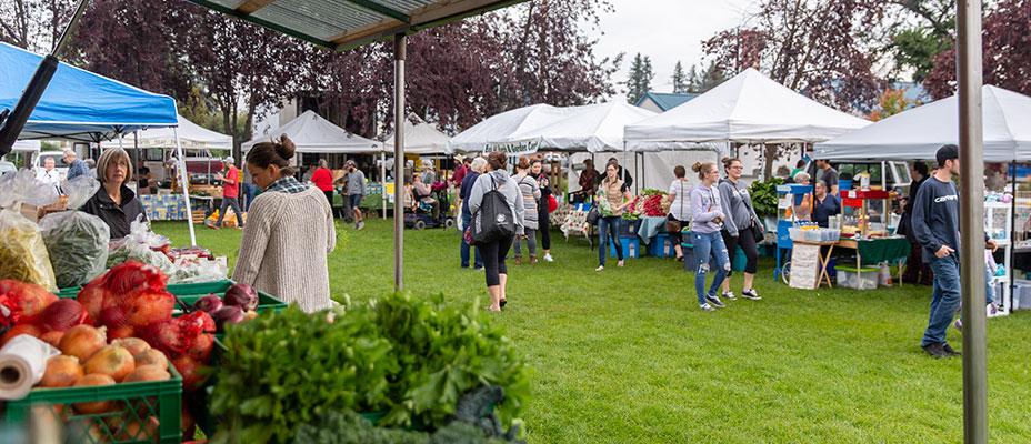 People visiting the Farmers' Market